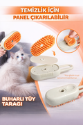 Buharlı Kedi & Köpek Tarama Fırçası – Tüy Toplayıcı, USB Şarjlı, Masaj Etkili