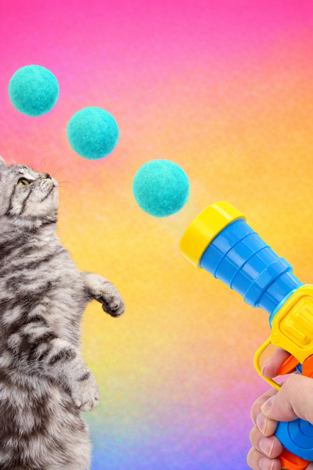 Peluş Top Atan İnteraktif Kedi Oyuncağı – Hareketli, Eğlenceli ve Stres Azaltıcı